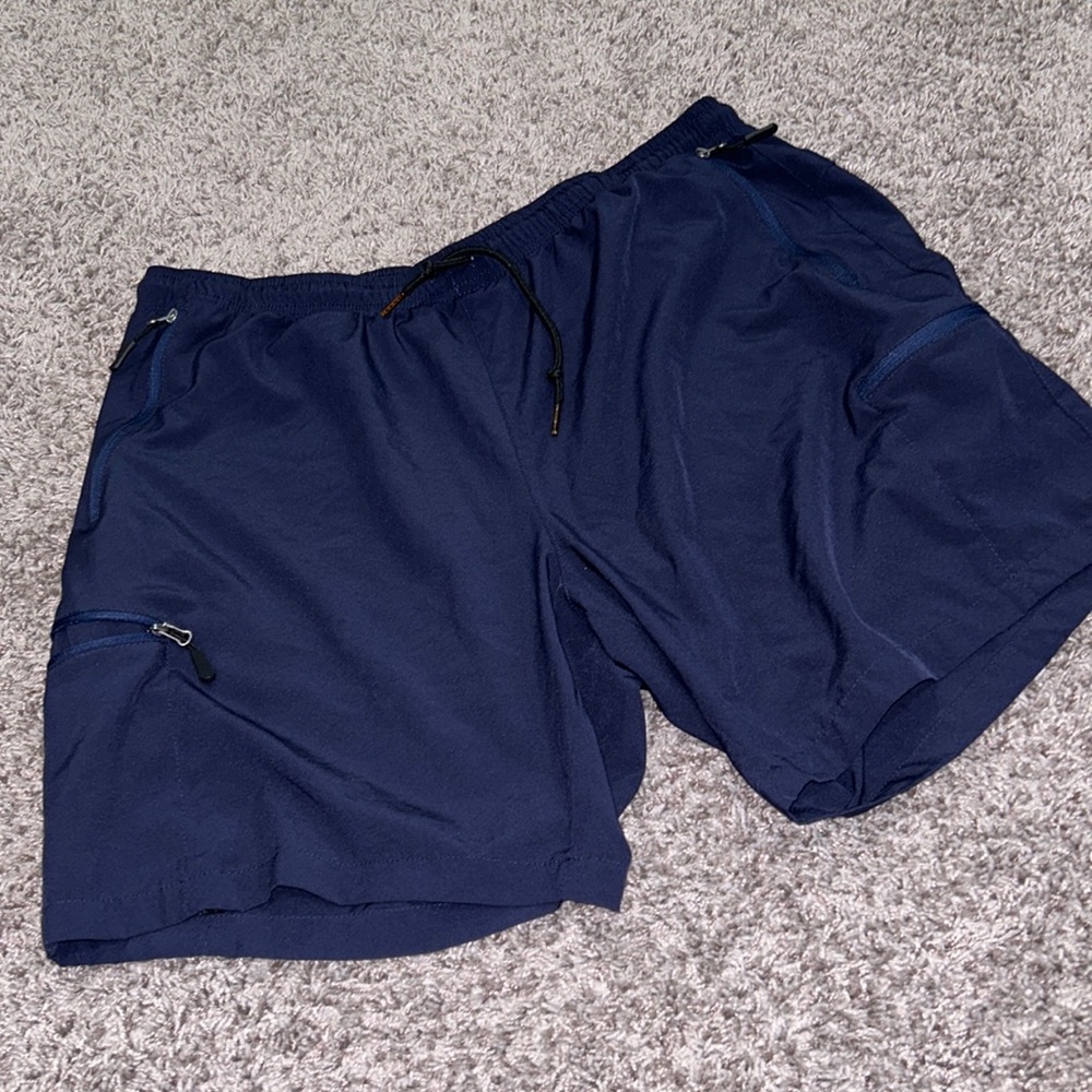 Santiny XXL blue outdoor‎ shorts pockets elastic waist lightweight zipper pocket